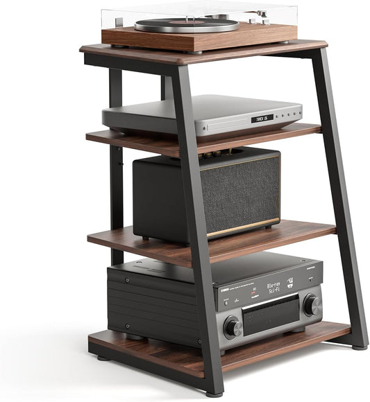 FITUEYES HIFI cabinet with 4 shelves in wood and steel Audio/video cabinet Max. 50 kg sturdy structure - QUORE