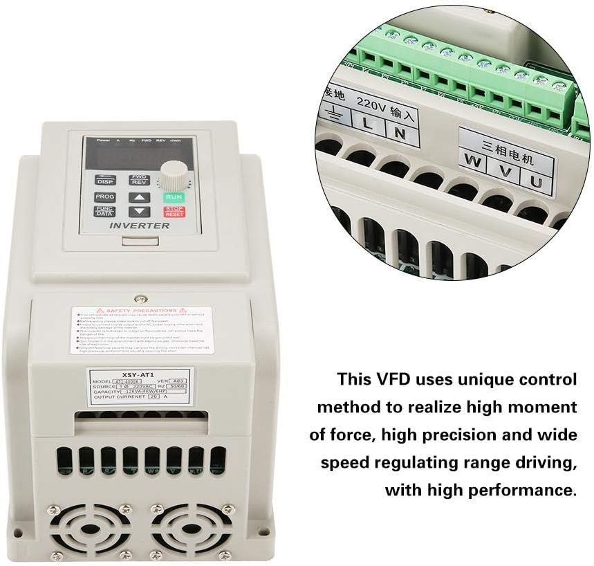 Ccylez VFD-frequentieomvormer, 220 V AC Eenfase AC-frequentieregelaar VFD omvormer voor 3 fasen 4 kW AC-motor met PWM regeling, 3 fase omvormer