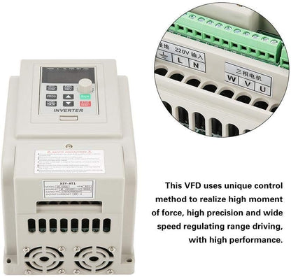 Ccylez VFD-frequentieomvormer, 220 V AC Eenfase AC-frequentieregelaar VFD omvormer voor 3 fasen 4 kW AC-motor met PWM regeling, 3 fase omvormer