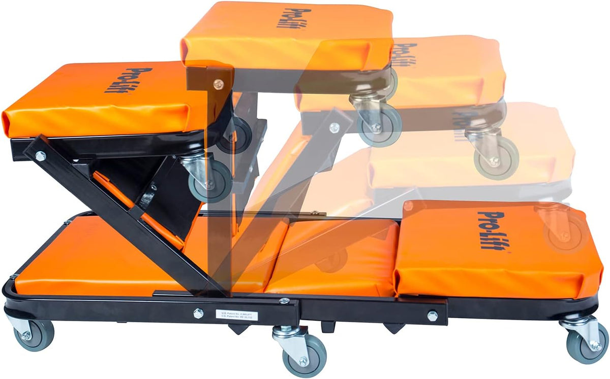 Pro-Lift Opvouwbare Z Creeper - 2-in-1 rollende opvouwbare auto klimplant & stoel - 40 inch verstelbare roller garagestoel neerleggen of zitten, 450 lbs capaciteit onder auto roller klimplant met 6