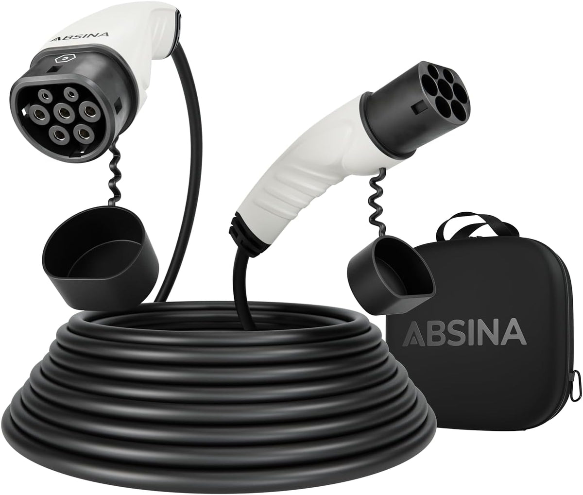 <font dir="auto" style="vertical-align: inherit;"><font dir="auto" style="vertical-align: inherit;">        ABSINA Type 2 charging cable 22 kW and 32 A for hybrid and electric cars, 7.5 meter car charging cable type 2, 3-phase, mode 3 charging cable, comp