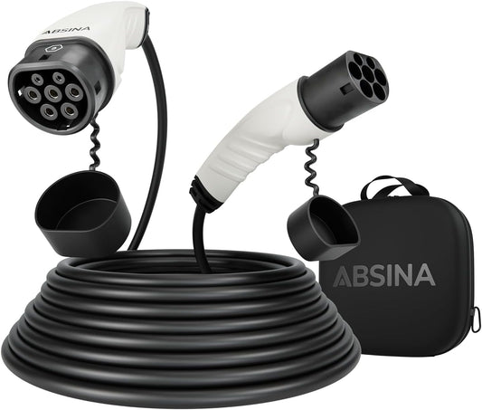 <font dir="auto" style="vertical-align: inherit;"><font dir="auto" style="vertical-align: inherit;">        ABSINA Type 2 charging cable 22 kW and 32 A for hybrid and electric cars, 7.5 meter car charging cable type 2, 3-phase, mode 3 charging cable, comp