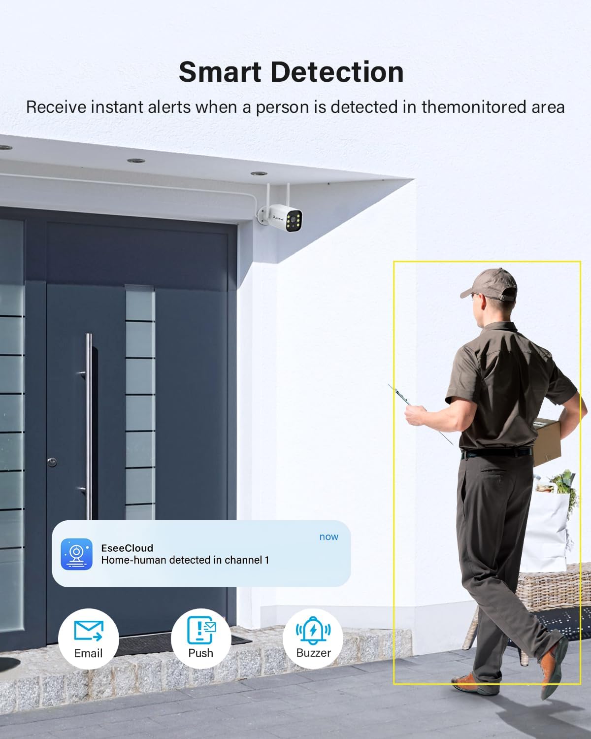 Jennov 5MP Bewakingscamera Set, 10CH 5MP WLAN NVR met 4x WiFi Buitencamera met 120° Groothoek, 24/7-opname, Persoonsdetectie, 2-Wege-Audio, Kleuren-nachtzicht, 1TB