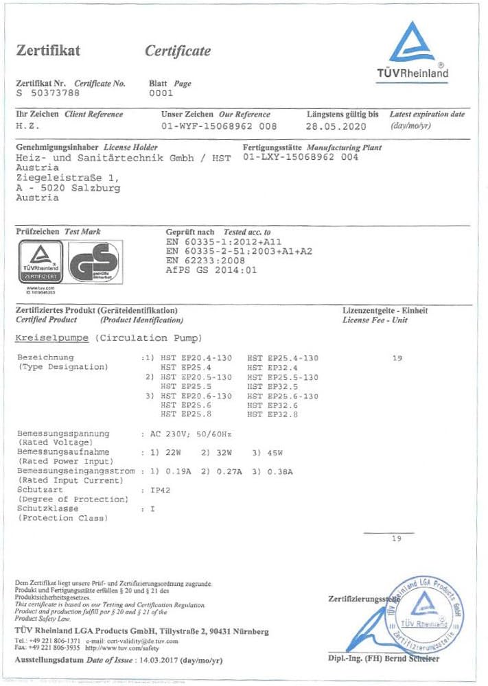 HST | Zeer efficiënte verwarmingspomp | circulatiepomp | HST EP 25-60/180 mm | 6 meter opvoerhoogte