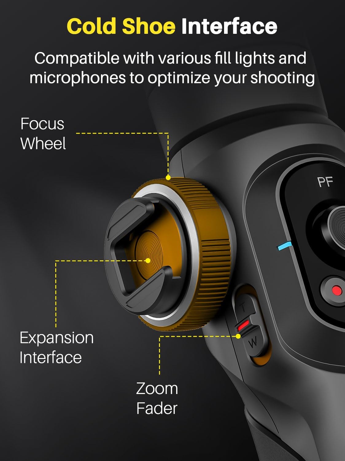 AOCHUAN Professionele cardanische stabilisator voor smartphone, ingebouwde 18 cm verlengstang en krachtig vullicht, 360 ° inceptie, Face&Object Tracking Stabilizer, 3-assige gimbal voor iPhone en