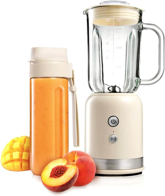 Wintem Crema Elektrische mixer 350 W, 3 snelheden en pulse-functie – ideaal voor het maken van smoothies en sapcentrifuges om mee te nemen dankzij de praktische geïntegreerde drinkfles van 0,6 l –