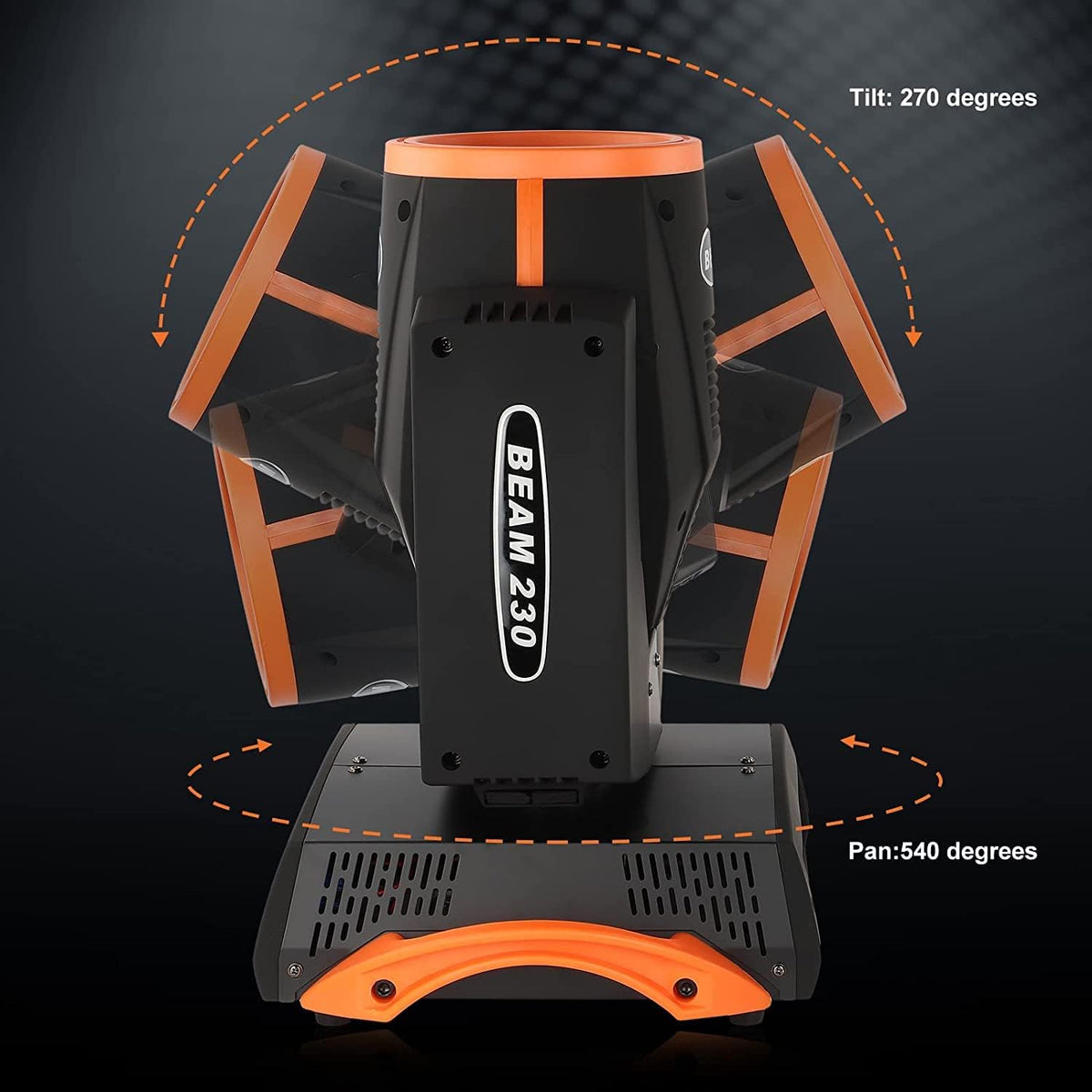 Moving Head LED 230W Disco Light RGBW Disco Light Party Light DMX512 Strobe Light 16CH Stage Lighting for Bar Club Concert, Birthday, Theatre, Wedding, Light Show (Orange) - QUORE