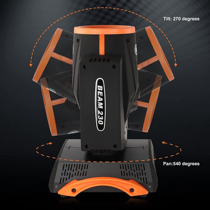 Moving Head LED 230W Disco Light RGBW Disco Light Party Light DMX512 Strobe Light 16CH Stage Lighting for Bar Club Concert, Birthday, Theatre, Wedding, Light Show (Orange) - QUORE