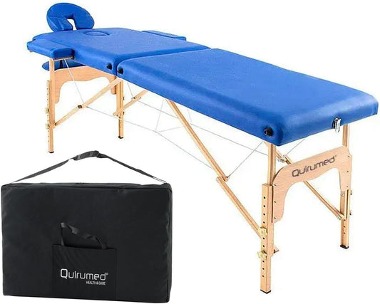 Massagebed – Massagetafel – Behandelbank – Massageliege – Behandeltafel – Opvouwbaar Houten Model Blauw – 186 x 66 cm – Water- en Oliebestendige Bekleding