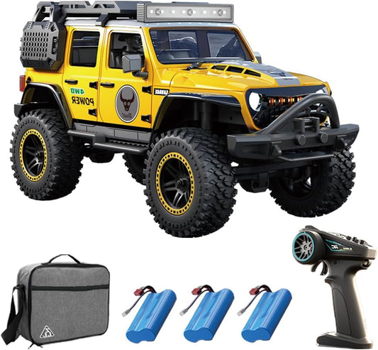 1/20 RC Crawler Klimvoertuig, op afstand bestuurde truck, model 4WD, off-road, all-terrain, terreinklimauto, 2,4 GHz borstelloze motor, SG206MAX, 3 batterijen (geel) - QUORE
