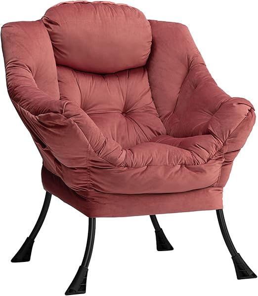 Relaxfauteuil – Relaxstoel – Fauteuil – Loungestoel – Roze – Gepoedercoat Stalen Frame – Zachte Katoenen Bekleding