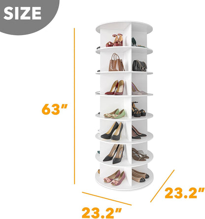 SpaceAid Roterende toren, schoenenrek met 7 niveaus, draaiend schoenendisplay Lazy Susan, 360 draaibaar schoenenrek, opslag, ronde carrousel, verticale kastorganizer voor handtassen en schoenen (7