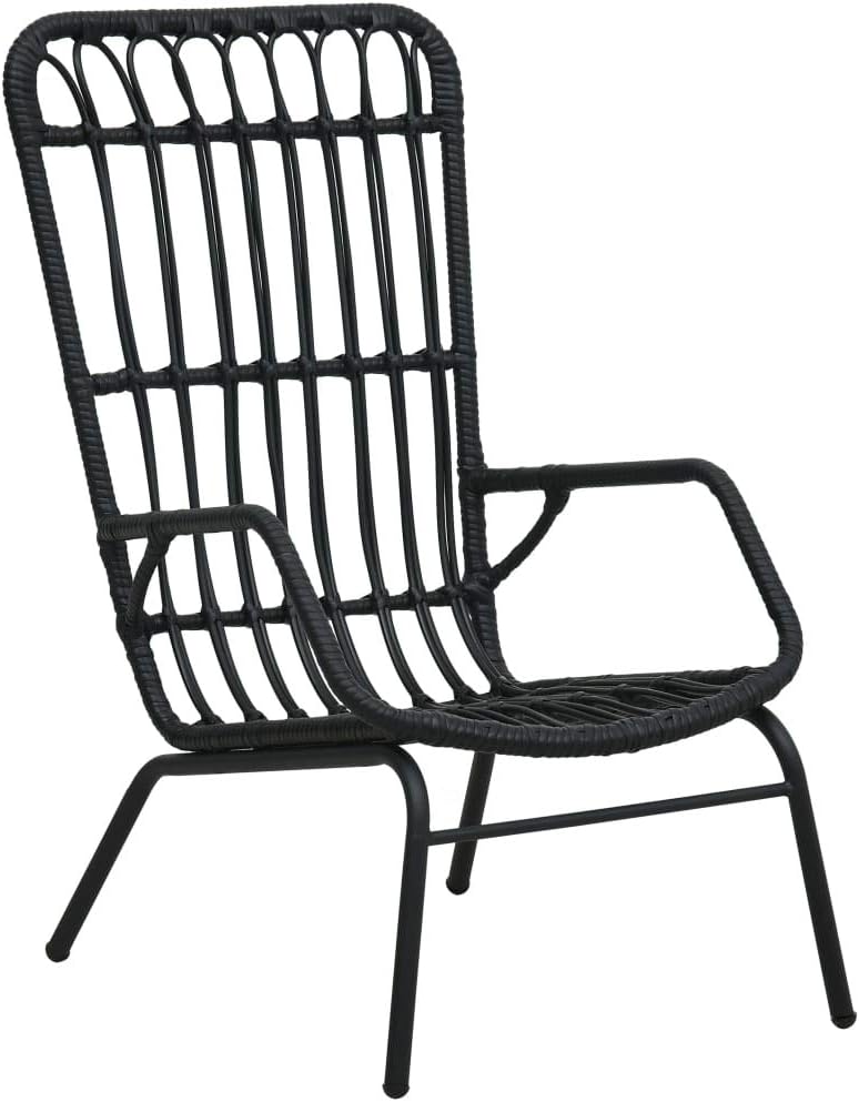 Festnight Synthetic Rattan Garden Chair Outdoor Chair Adiron Roof Patio Outdoor Chair Black 75 x 53.5 x 90 cm - QUORE