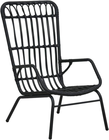 Festnight Synthetic Rattan Garden Chair Outdoor Chair Adiron Roof Patio Outdoor Chair Black 75 x 53.5 x 90 cm - QUORE