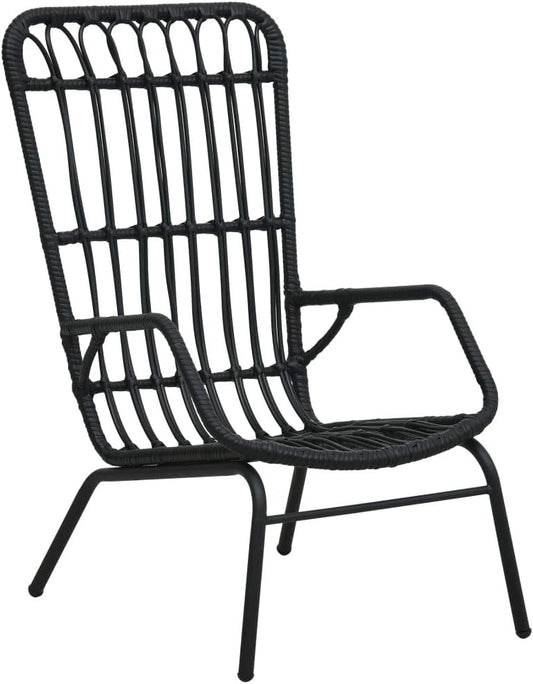 Festnight Synthetic Rattan Garden Chair Outdoor Chair Adiron Roof Patio Outdoor Chair Black 75 x 53.5 x 90 cm - QUORE
