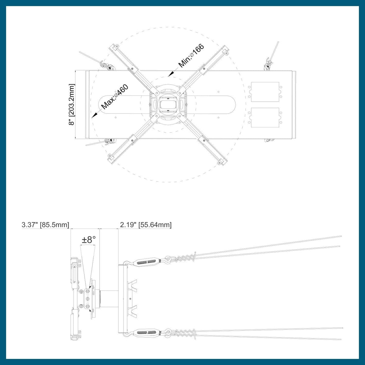 Projectormontageset – Projectorbeugel – Beamerbeugel – Plafondbeugel – Plafondmontageset – Wit – Geschikt voor verlaagde plafonds – 1,5 inch NPT schroefdraad, 3 inch verlengbuis