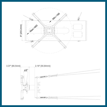 Projectormontageset – Projectorbeugel – Beamerbeugel – Plafondbeugel – Plafondmontageset – Wit – Geschikt voor verlaagde plafonds – 1,5 inch NPT schroefdraad, 3 inch verlengbuis