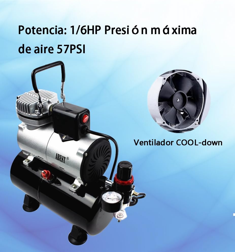 ABEST Airbrush Compressorkit: luchtslang, airbrush-houder, minifilter, double action-mechanisme voor nail art, tijdelijke tatoeages, hobby-1 schildergereedschap