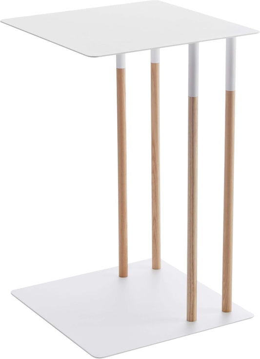 Yamazaki 4803 PLAIN Side Table, white, Steel/Wood, 35 x 35 x 55 cm