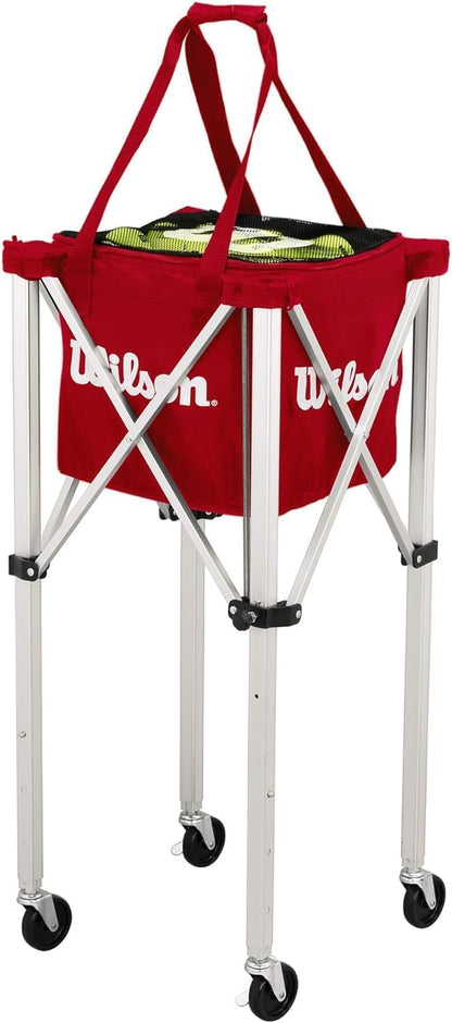 Wilson WRZ541000 Ballwagen, tennis Teaching Cart, voor maximaal 150 ballen, rood