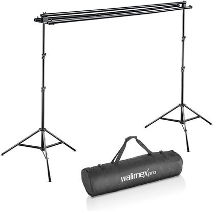 Walimex pro 14916 3-voudig achtergrondsysteem en tas, 290 cm, Zwart