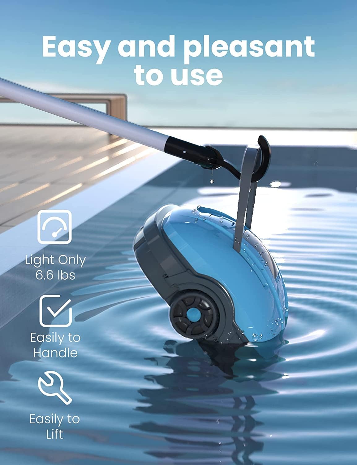 WYBOT zwembadrobot, zwembadstofzuiger met dubbele motor, zelfparkerend, sterke zuigkracht, automatische zwembadreiniger voor staand/ingebouwd zwembad tot 50 m² blauw