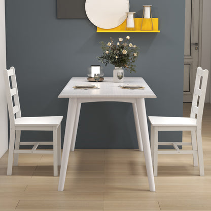 Eetkamerstoelen – Keukenstoelen – Houten Stoelen – Witte Stoelen – Lade Rugleuning – Set van 2 – Slipvaste Pootbeschermers – Massief Houten Frame 41,5x46x90 cm