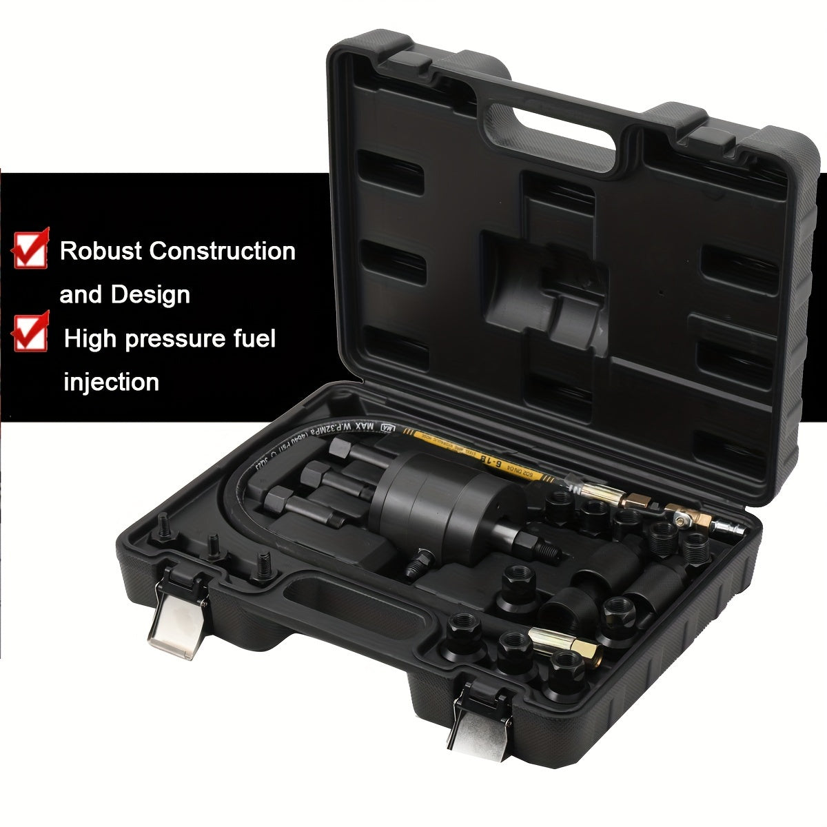 Dieselinjector Trekker – Pneumatische Injector Trekkerset – Injectorverwijderaar – Diesel Injector Verwijderaar – Pneumatische Injector Losser – Zwart – Stalen Constructie – Variabele Luchtdruk 5-8 Bar