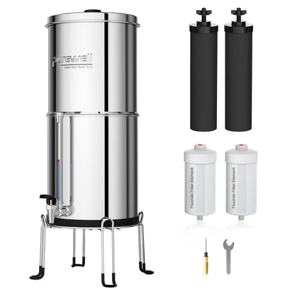 Zwaartekracht Waterfilter 11 Liter – Zwaartekrachtfilter – Waterzuiveraar – Drinkwaterfilter – Waterzuiveringssysteem – 6-Traps Filtratie – 304 Roestvrij Staal