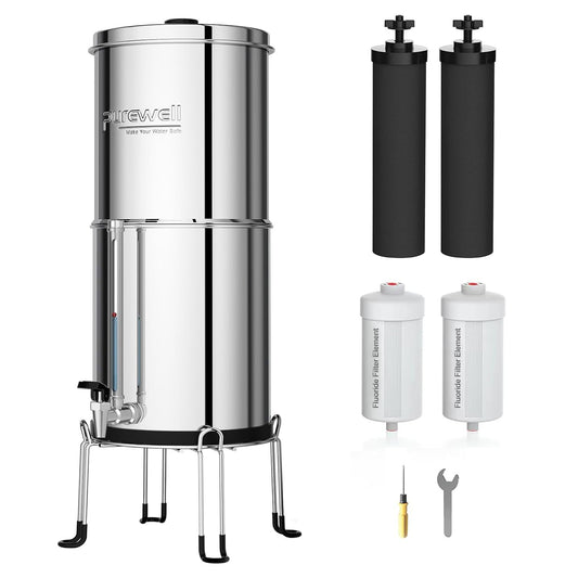 Zwaartekracht Waterfilter 11 Liter – Zwaartekrachtfilter – Waterzuiveraar – Drinkwaterfilter – Waterzuiveringssysteem – 6-Traps Filtratie – 304 Roestvrij Staal