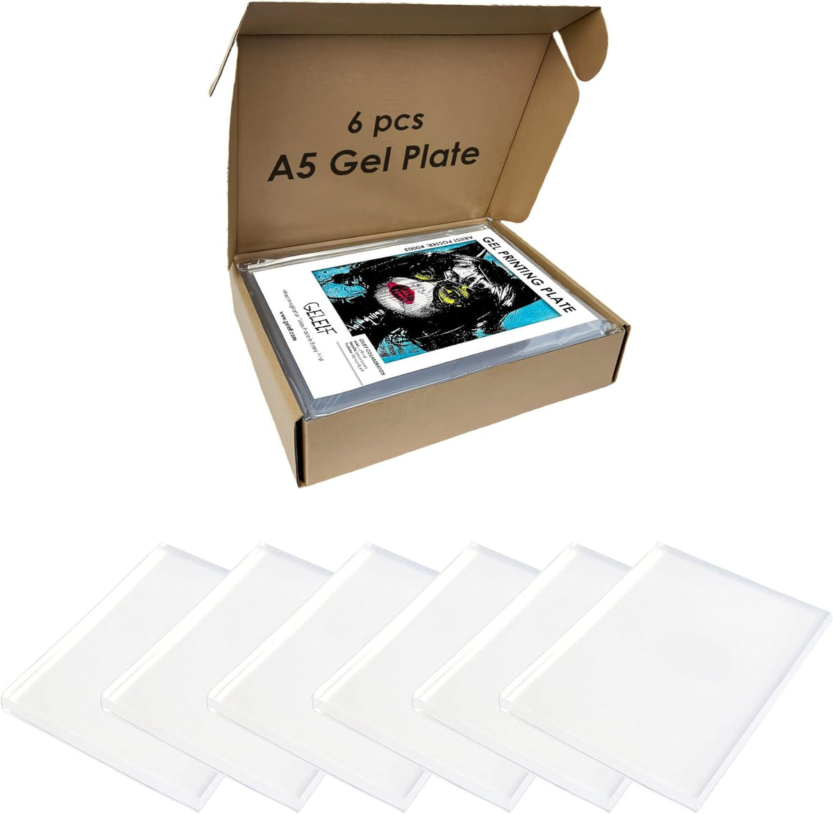 Gel Printing Plate Set - 5" x 7" gewaardeerd 6-pack herbruikbare gel plaat monoprinting tools, ideaal voor kaarten maken, journaling, scrapbooking, kunstlessen en prenten workshops