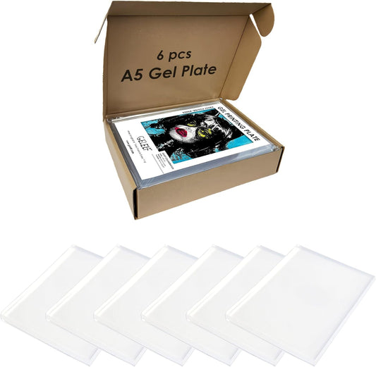 Gel Printing Plate Set - 5" x 7" gewaardeerd 6-pack herbruikbare gel plaat monoprinting tools, ideaal voor kaarten maken, journaling, scrapbooking, kunstlessen en prenten workshops