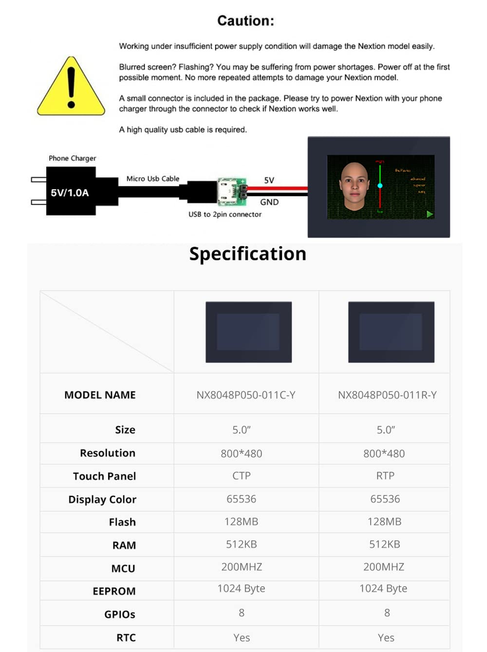 Nextion Intelligent 5 inch display NX8048P050-011R-Y seriële HMI TFT resistief touchscreen 800x480 LCD-module met behuizing ondersteunt audio video