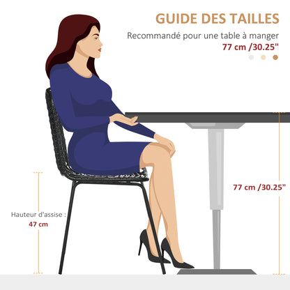 Eetkamerstoelen – Stoelen – Keukenstoelen – Design Stoelen – Zwarte Stoelen – Bohemian Design – Gevlochten Imitatie Rattan – Metaal Onderstel – Set Van 2 – Comfortabel & Stevig