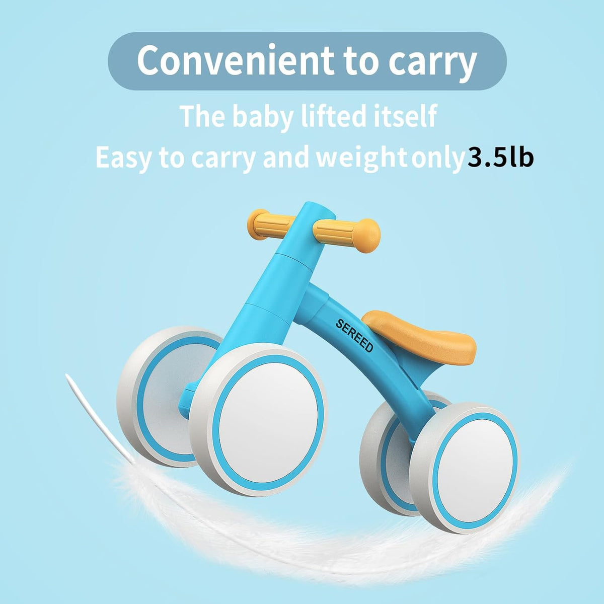 SEREED Baby loopfiets voor 1 jaar oude jongens meisjes 12-24 maanden peuter loopfiets, 4 wielen peuter eerste fiets, eerste verjaardagscadeau