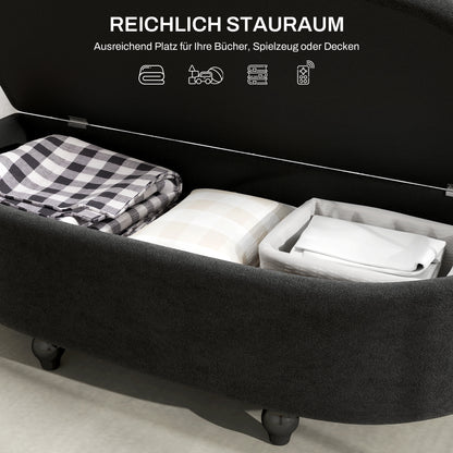 Opbergbank – Zitbank – Opbergkist – Halbank – Opbergbox – Fluweel Bekleed – Rubberen Houten Poten – 120x46x42 cm – Duurzaam en Comfortabel
