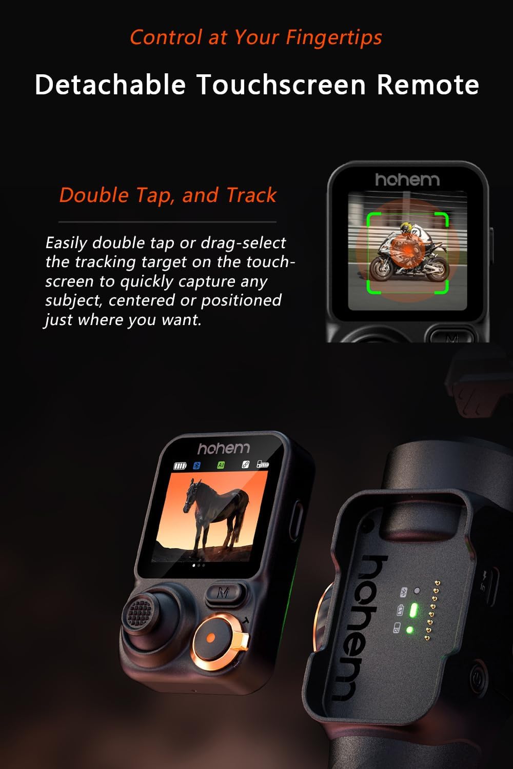 hohem iSteady M7 stabilisator voor smartphone, magnetische tracker AI CCT/RGB, 1,4 inch touchscreen, afstandsbediening afneembaar en stang, laadvermogen 500 g, Gimbal voor iPhone Android