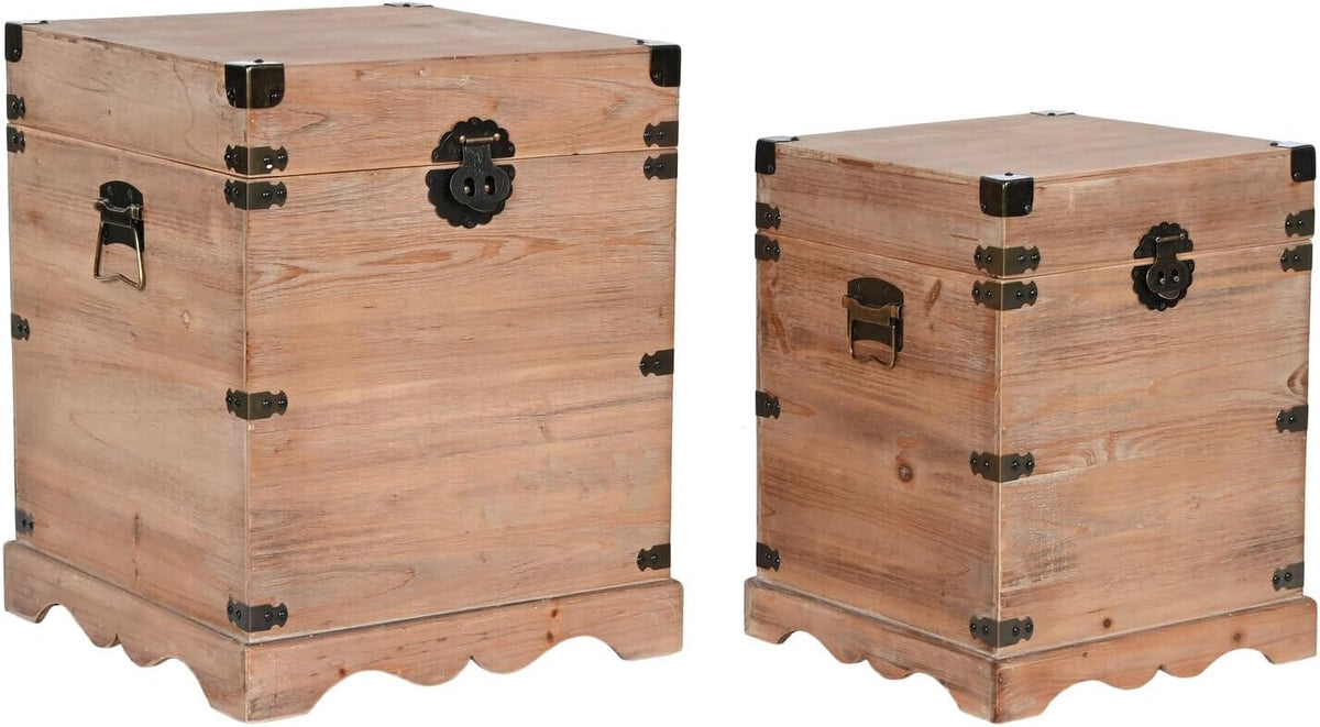 Baul Set van 2 sparren metaal 48 x 48 x 61 rustieke natuur