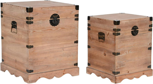Baul Set van 2 sparren metaal 48 x 48 x 61 rustieke natuur