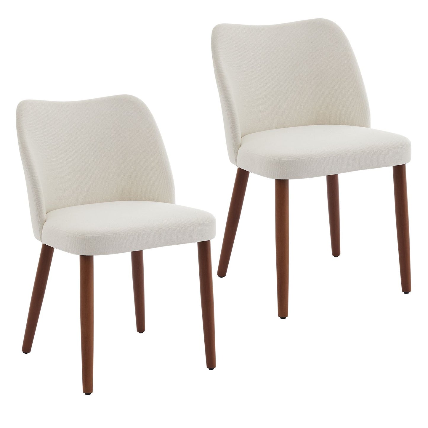 Set of 2 Modern Dining Chairs | Upholstered Kitchen Side Chairs with Hardwood Legs, Brown Color for Restaurant and Dining Room