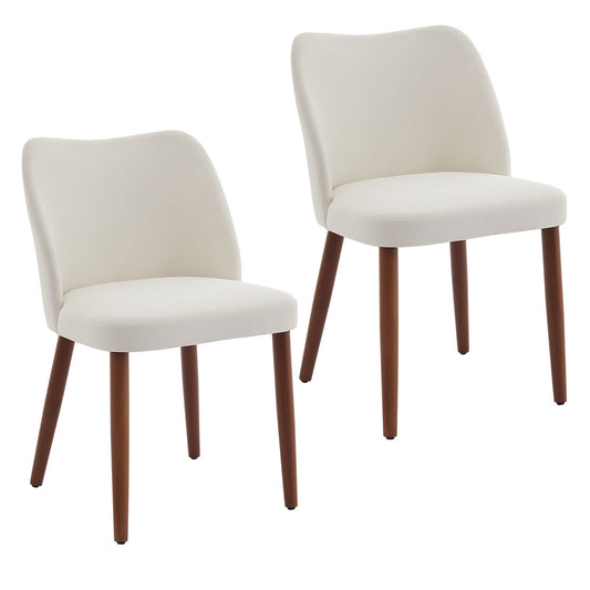 Set of 2 Modern Dining Chairs | Upholstered Kitchen Side Chairs with Hardwood Legs, Brown Color for Restaurant and Dining Room