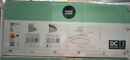Ventilator EVROS L zwart met DC-motor en FABRILAMPintrekbare bladen