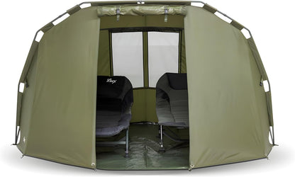 Lucx® Caracal Bivvy Vistent voor 1 tot 2 personen, karpertent, 295 x 290 x 165 cm, 10.000 mm waterkolom, campingtent