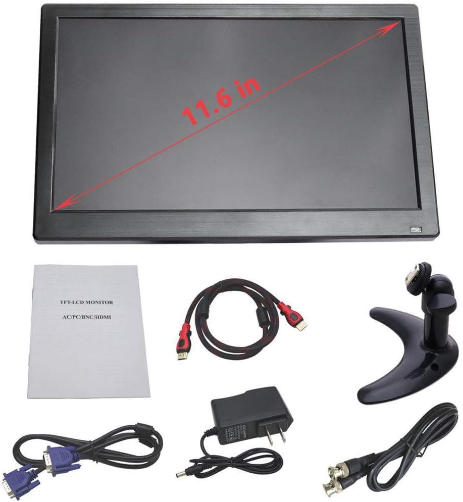 CCTV-monitor, 12 inch, lcd IPS, 1920 * 1080, audio video, display met USB/VGA/AV/BNC/HDMI-scherm, draaibaar, voor Raspberry Pi House bewakingscamera, pc, DVR, IP-camera