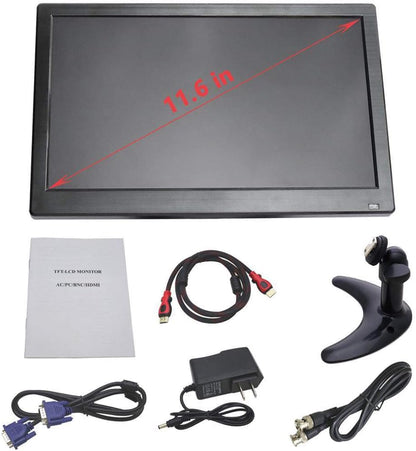 CCTV-monitor, 12 inch, lcd IPS, 1920 * 1080, audio video, display met USB/VGA/AV/BNC/HDMI-scherm, draaibaar, voor Raspberry Pi House bewakingscamera, pc, DVR, IP-camera
