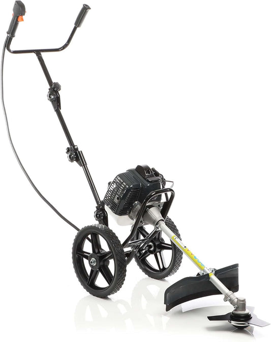 Wiltec benzine bosmaaier op wielen grastrimmer 1,9 kW 2-in-1 multitool gazon gras bos tuinmaaier