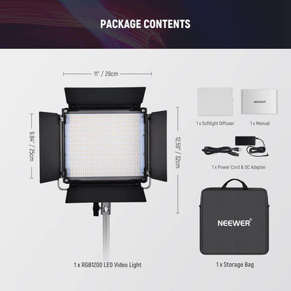 RGB LED-videolamp – Studiolamp – Videolicht – Videoverlichting – Livestreamlamp – 60 W, 22.000 Lux bij 0,5 m – 2500K-8500K, 18 Effecten