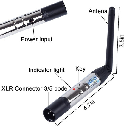 CHINLY DMX512 2,4G ISM 1 zender en 3 draadloze ontvangers, ingebouwde accu, oplaadbaar voor led-DJ, podium, bar, partyverlichting