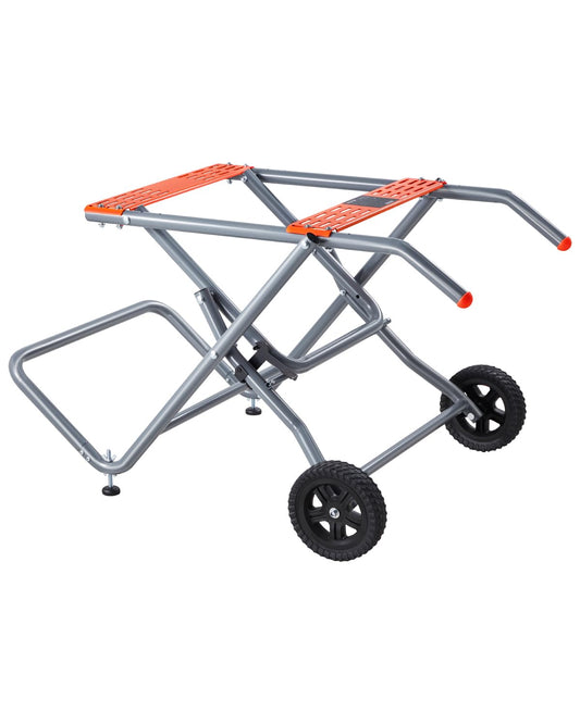 VEVOR Portable Table Saw Stand, 158kg Load Capacity, Rolling Folding Table Saw Table with 8 Inch Rubber Wheels, Heavy Duty Construction, Easy Storage, Universal for Most Brands