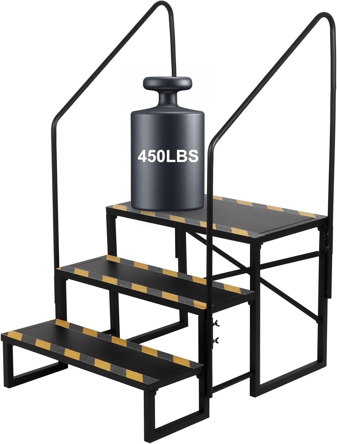 Campertrap, 3-traps, camper, 200 kg draagkracht, voor caravans, camping, met 2 leuningen, antislip opstapkruk, RV steps, reisaanhanger